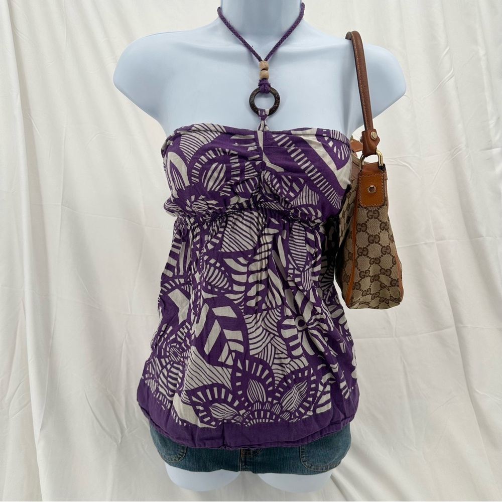 Babydoll Halter FANG Y2K Purple Floral Boho Top
